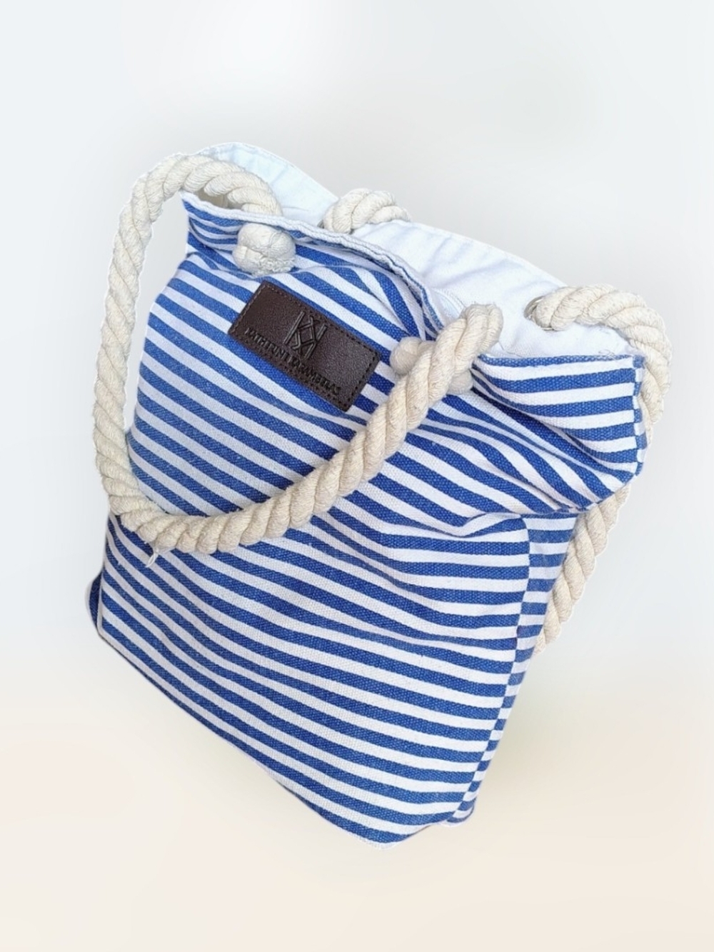 Katherine Karambelas Blue & White Striped Canvas Tote - Picture 6 of 13